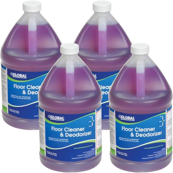 Global Industrial Floor Cleaner & Deodorizer, 1 Gallon Bottles, 4PK 640404